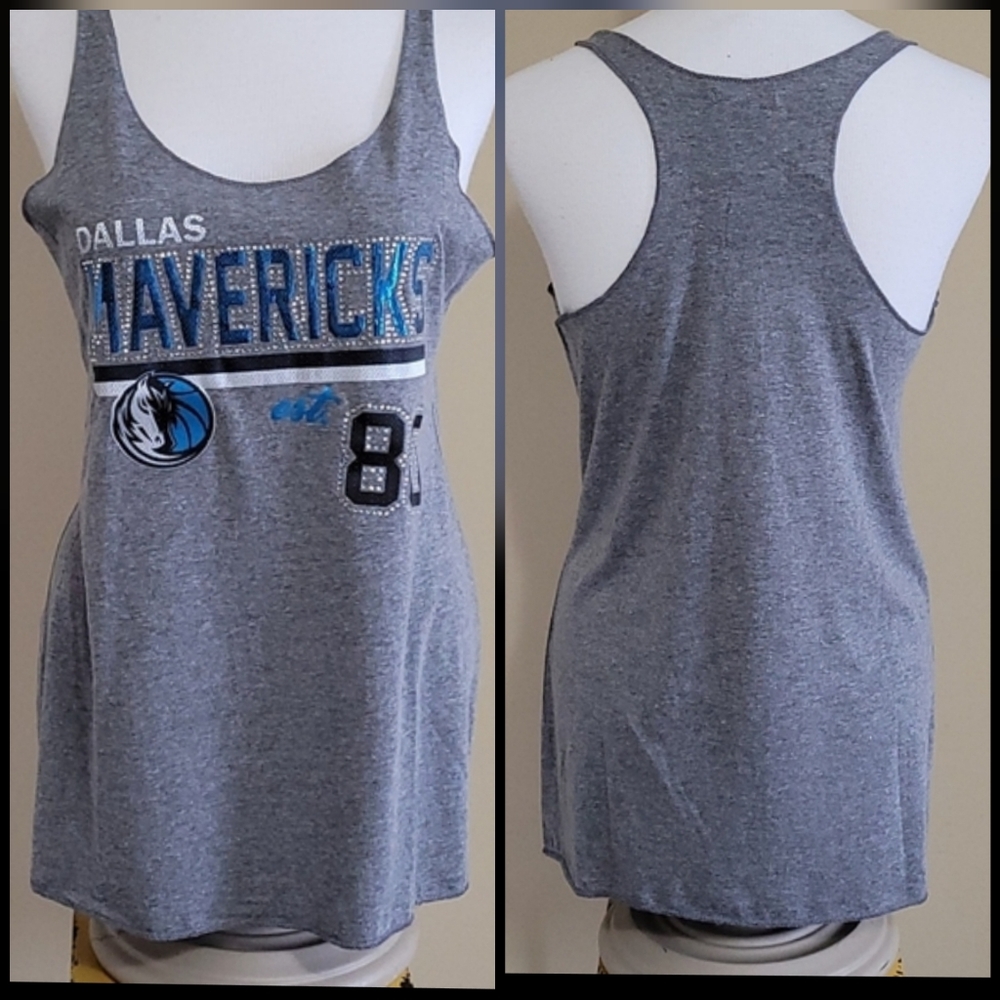 NEW Dallas Mavericks Racerback Tank Top NBA Gameday Couture #80 Grey Women's Med